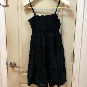 Chaudry KC Women's Size M 100% Cotton Spaghetti Strap Layered Sun Dress. Black